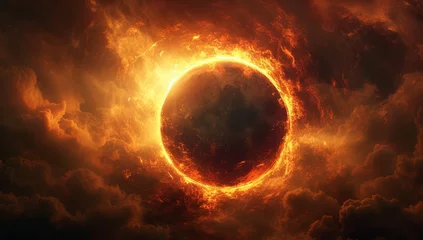 Cercles muraux Univers Solar eclipse image in which the sun appears in the eclipse