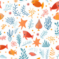 Cute seamless pattern fish