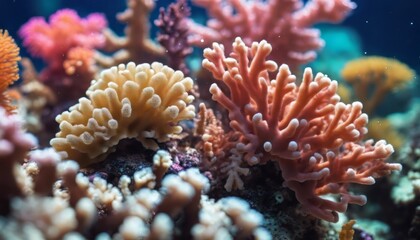 Naklejka na ściany i meble colorful sea corals and marine animals acropora Millepora