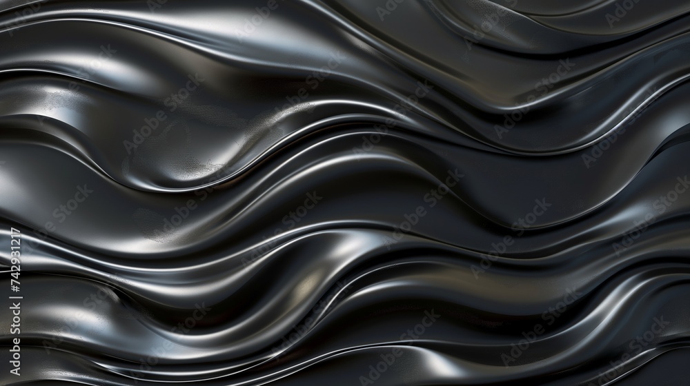 Poster a seamless, abstract backdrop with waves that flow smoothly and in different tones of dark gray and 
