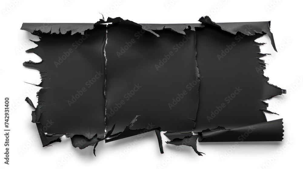 Poster torn black paper for using as text box isolate on white