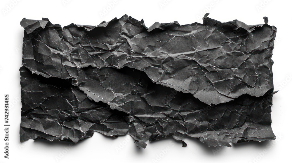 Poster torn black paper for using as text box isolate on white