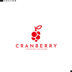 Abstract berry logo. Red cranberry 