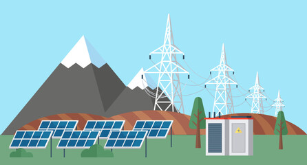 Photovoltaic vector illustration. Renewable energy sources offer alternative to fossil fuels and promote sustainability Photovoltaic technology enables efficient conversion sunlight into usable