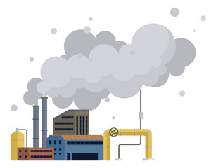 Factories vector illustration. Pollution, disruptor in environmental story, challenges resilience ecosystems Eco-processes, silent stewards, work diligently to offset impact industrialization