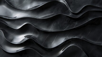 A wallpaper design featuring waves patterned after the smooth, polished surface of onyx stone. The waves have a 3D effect - obrazy, fototapety, plakaty