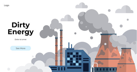 Factories vector illustration. Factory buildings, sentinels progress, stand tall against backdrop industrial landscape Air pollution, haunting melody progress, reverberates through atmosphere