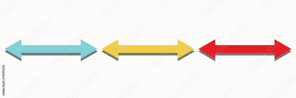 Poster resize arrow set of three color. 3d icon rendering illustration