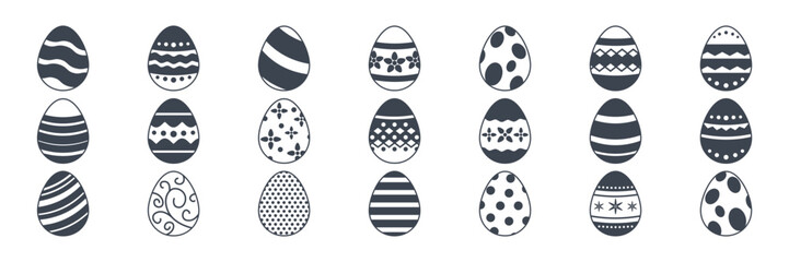 Easter eggs, Easter day festival icon set, ostern egg icons with decoration patterns symbols collection, logo isolated vector illustration