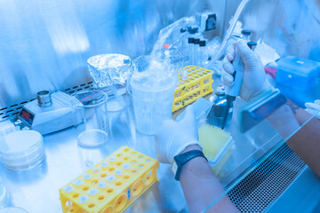 Asian scientist working in the lab,Doing experiment for product,The researchers analyzed to find the results of the experiment.