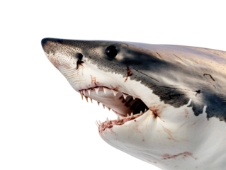 Shark with open mouth. Side view. Isolated on a transparent background.