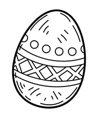 Coloring book Easter egg with pattern sketch. Holiday symbol. Hand drawn vector illustration.