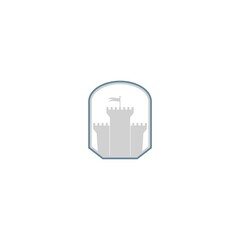 Castle and shield logo isolated on white background