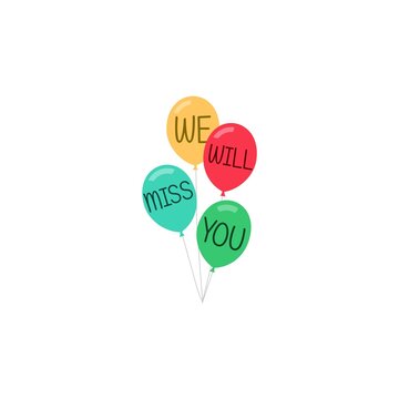 We will miss you balloons icon isolated on white background