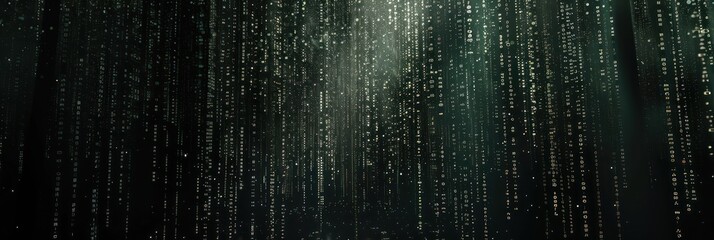Digital matrix code rain. Background for technological processes, science, presentations, etc - obrazy, fototapety, plakaty