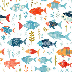 Fototapeta premium Seamless pattern with fish