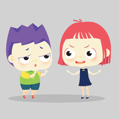 boy girl couple cute kids character comic