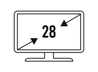 28 inches. Vector 28 inch monitor, screen resolution and size concept