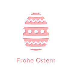 frohe ostern deutsch greeting card, pink easter decorated egg shape, paper cut style, Easter 2024 square vector card