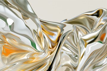 Abstract Golden and Silver Fluid Art Texture for Creative Backgrounds