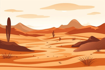 Illustration of a barren desert - obrazy, fototapety, plakaty