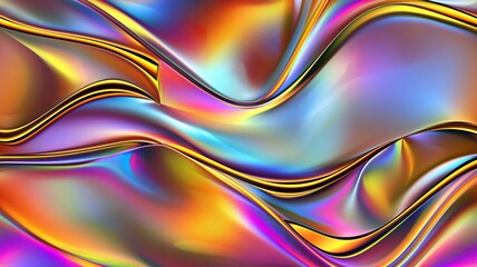 Abstract Colorful Holographic Waves Background with Vibrant Hues