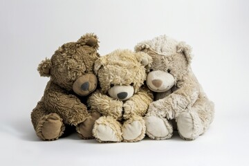 Obraz premium A bear family doll in white isolation, represent happy family. 