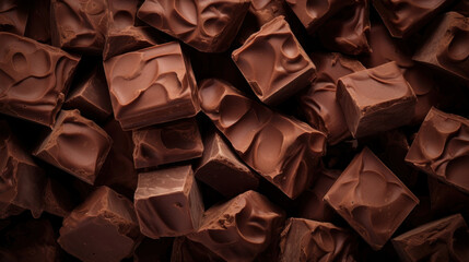 Milk chocolate chunks, Top view.