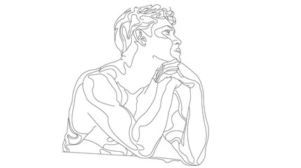 thinking man - continuous line drawing .