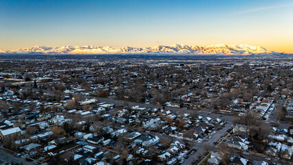 Scenic morning view of mountains range in Salt Lake city