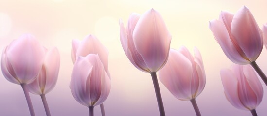 Fototapeta premium Group of colorful pink tulips.