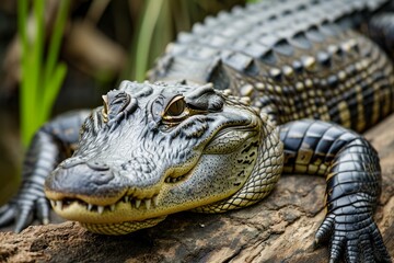 Fototapeta premium Caimán reposando en su hábitat