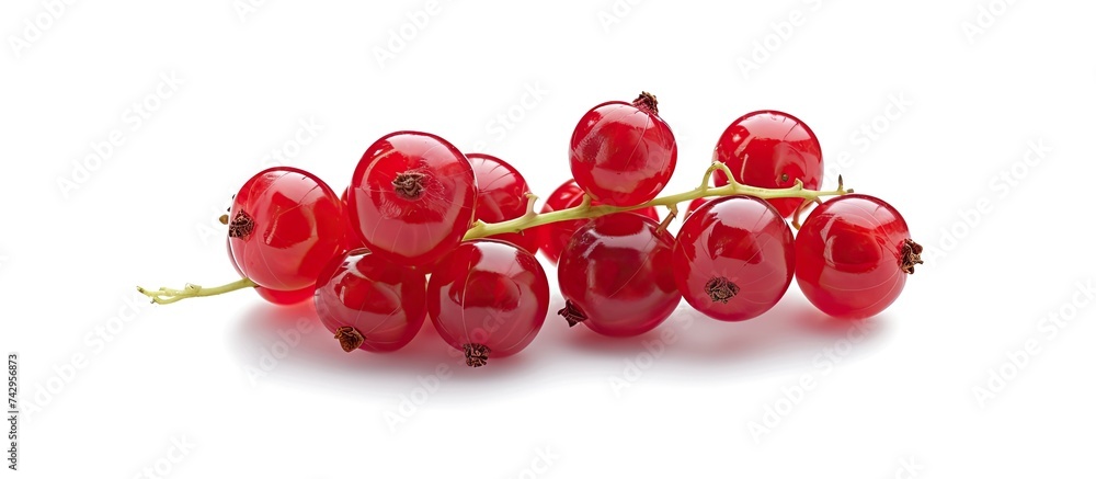 Poster a collection of vibrant red currants stacked on top of each other, creating a visually appealing arr