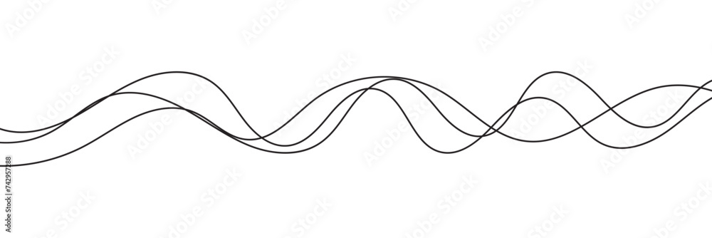 Poster thin line wavy abstract vector background. curve wave seamless pattern. line art striped graphic tem