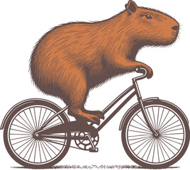 A cute Capybara riding a bicycle
