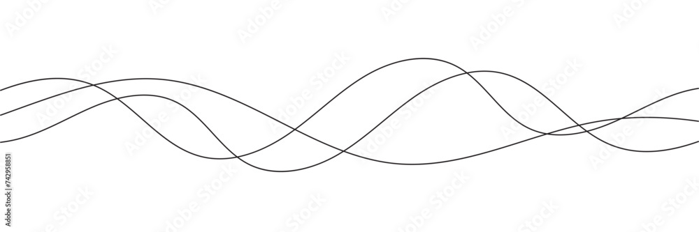 Poster thin line wavy abstract vector background. curve wave seamless pattern. line art striped graphic tem