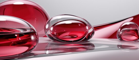 glossy metal surface in red color with a soft grey focus.