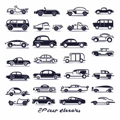 Photo sur Plexiglas Voitures de dessin animé Collection of different types of cars