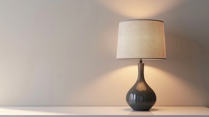 Lamp on a night table next to a bed