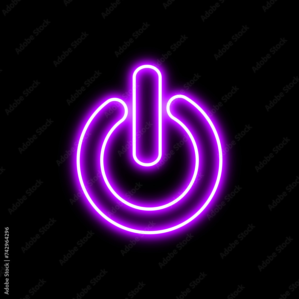 Aufkleber glowing power button icon. neon on off switching buttons.