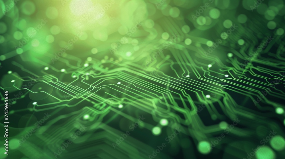 Wall mural green technological background of the abstract computer motherboard, can be used in the description 