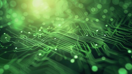 Obraz premium Green Technological background of the abstract computer motherboard, can be used in the description of technological processes