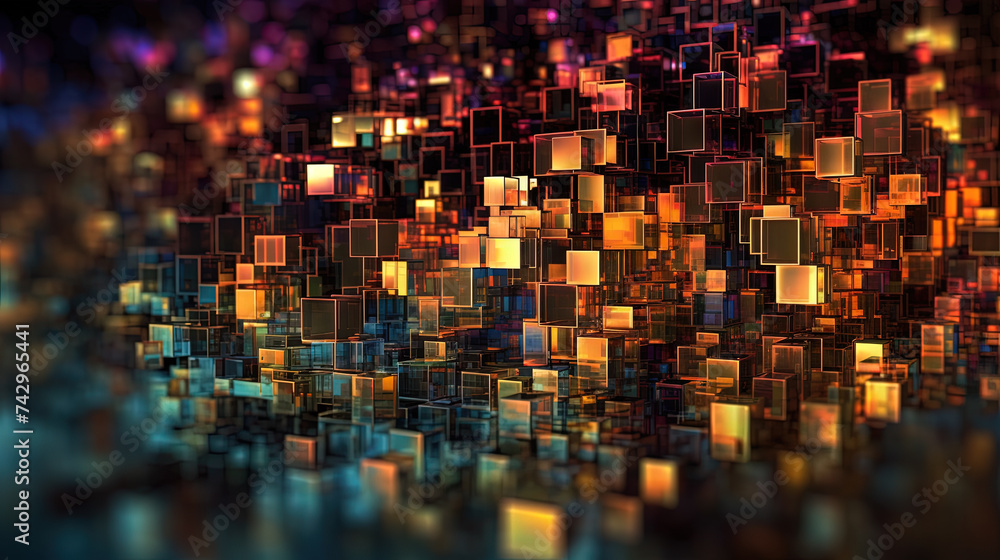 Aufkleber Abstract background with structure of cubes. Colorful cubes texture for technology backdrop.