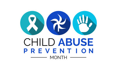 Vector illustration on the theme of National Child abuse prevention and awareness month of April. Greeting card, Banner poster, flyer and background design. - obrazy, fototapety, plakaty