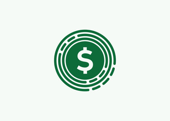Minimalist Dollar coin logo design vector template. Coin for business finance vector. Finance currency coin