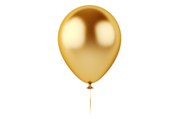 Shiny Yellow Balloon on Transparent Background