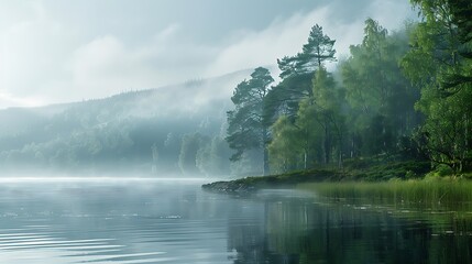A misty morning on the shores of Loch Ness, where legends of the water horse linger
