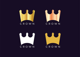 Minimalist Gold crown logo design vector template. Luxury kings crown logo design