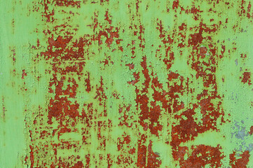 Rusty green painted metal background