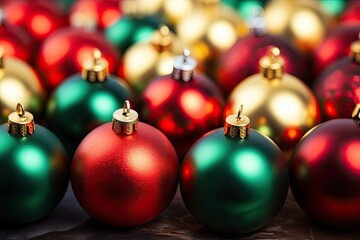Deck the Halls: Mix of Festive Red, Green, and Gold Christmas Ball Ornaments for Holiday